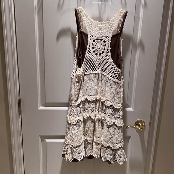 medium brown under dress with tan sweater pattern on top, super cute and unique - Picture 2 of 2